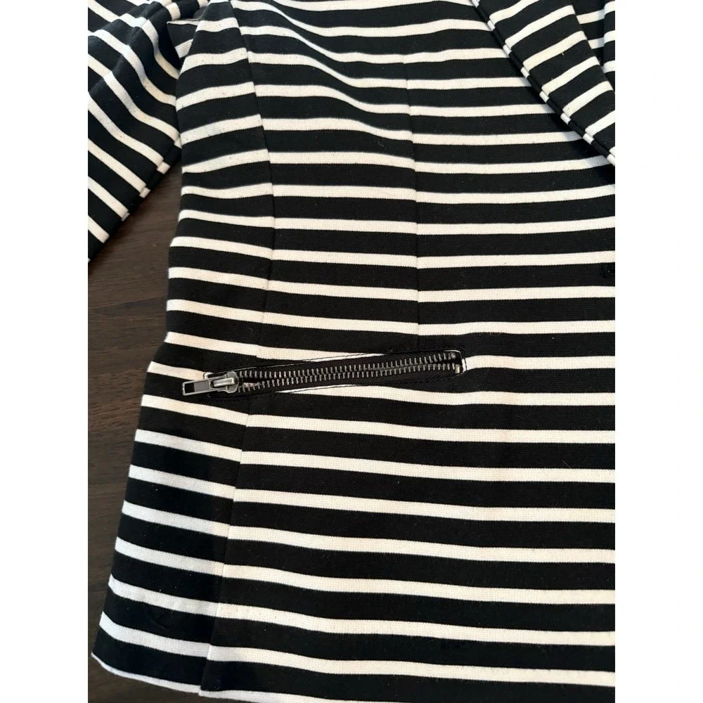 Christian Siriano Runway Style Black White Striped Zipper Pocket Blazer XL - Picture 5 of 12
